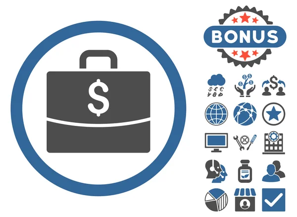 Business Case platte Vector Icon met Bonus — Stockvector