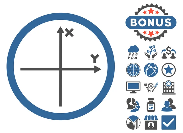 Icono de vector plano del eje cartesiano con bonificación — Archivo Imágenes Vectoriales