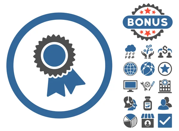 Certification Flat Vector Icon with Bonus — Stock Vector