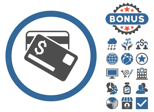 Creditcards platte Vector Icon met Bonus — Stockvector