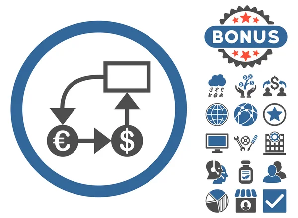 Valuta flödesschema platt vektor ikonen med Bonus — Stock vektor