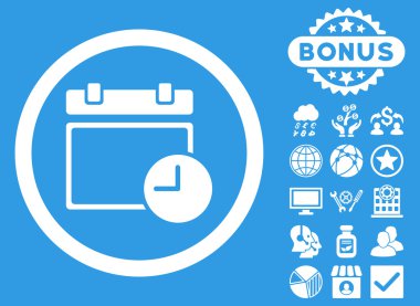 Bonus ile tarih ve saat düz vektör simgesi