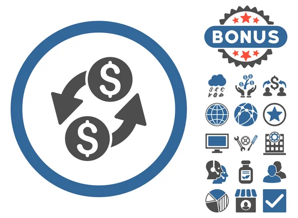 Dollar Exchange platte Vector Icon met Bonus — Stockvector