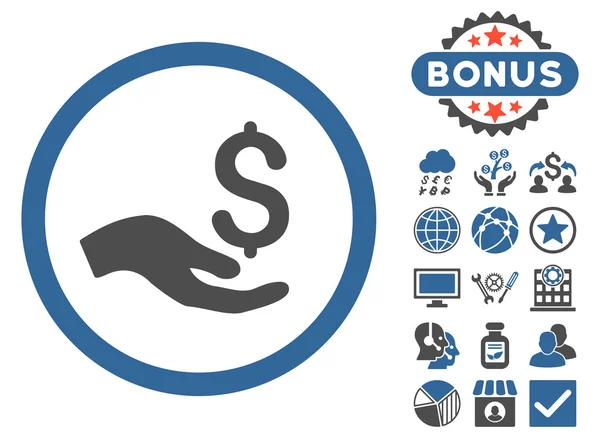 Donazione Icona vettoriale piatta con bonus — Vettoriale Stock