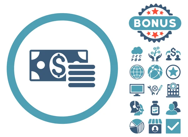 Dollar Cash platte Vector Icon met Bonus — Stockvector