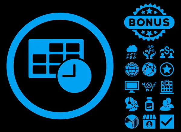 Datum en tijd platte Vector Icon met Bonus — Stockvector