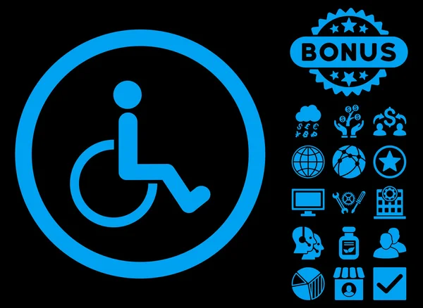 Persona con discapacidad plana Vector icono con bono — Archivo Imágenes Vectoriales