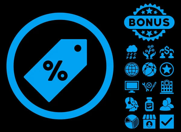 Étiquette de réduction Icône vectorielle plate avec bonus — Image vectorielle