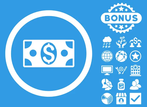 Dollar bankbiljet Flat Vector Icon met Bonus — Stockvector
