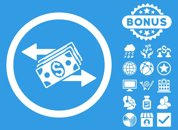 Dollar biljetten betalingen platte Vector Icon met Bonus — Stockvector