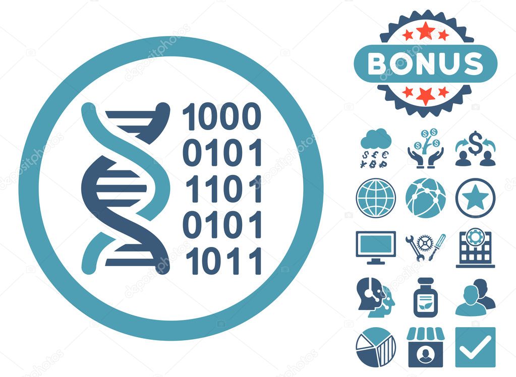 Genetical Code Flat Vector Icon with Bonus