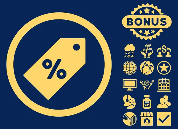 Ikon Vektor Tag Flat Diskon dengan Bonus - Stok Vektor