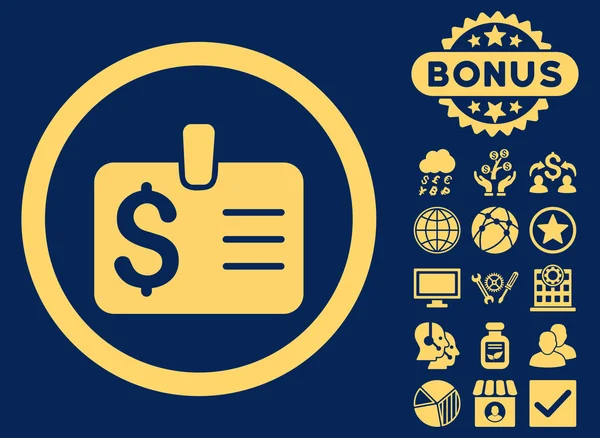 Dollar Badge Flat Vector Icon with Bonus — Stock Vector