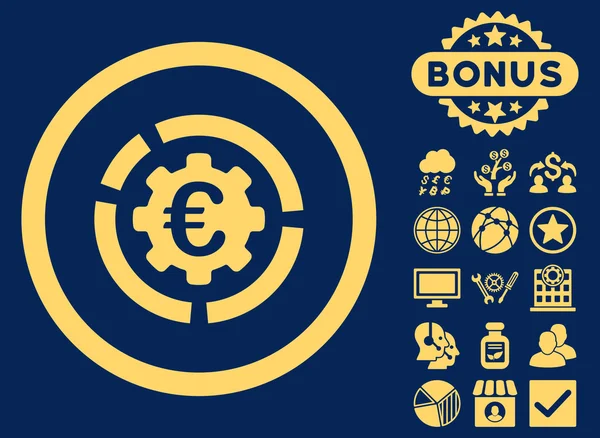 Euro Diagram Options Flat Vector Icon with Bonus — Stock Vector