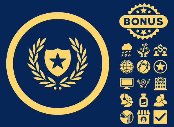 Glory Shield Flat Vector Icono con Bono — Archivo Imágenes Vectoriales