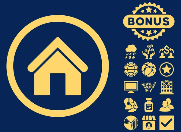 Huis platte Vector Icon met Bonus — Stockvector