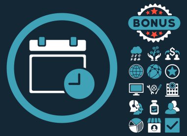 Bonus ile tarih ve saat düz vektör simgesi
