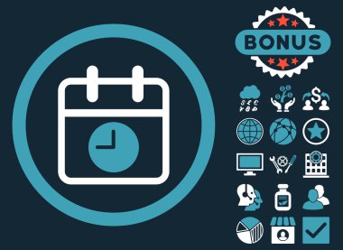Bonus ile tarih ve saat düz vektör simgesi
