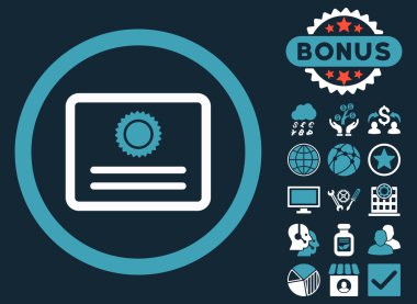 Bonus ile Diploma düz vektör simgesi