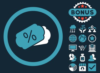 Kuponlar düz vektör simge Bonus ile indirim