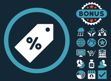 Etiketi düz vektör simgesi Bonus ile indirim