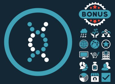 Bonus ile DNA sarmal düz vektör simgesi