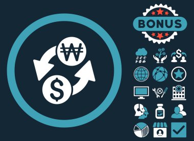 Exchange düz vektör simgesi ile Bonus Doları Kore Wonu