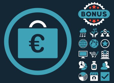 Bonus ile Euro defter tutma büyük düz vektör simgesi