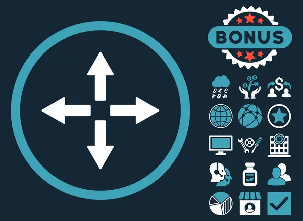 Lebarkan Ikon Vektor Datar Panah Dengan Bonus - Stok Vektor