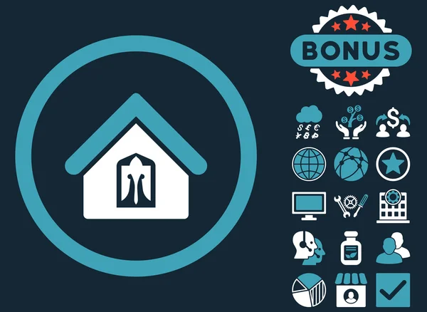 Bonus ile ev düz vektör simgesi — Stok Vektör