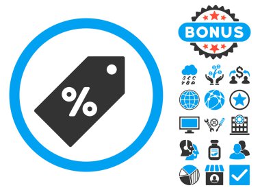 Etiketi düz glif simgesi Bonus ile indirim