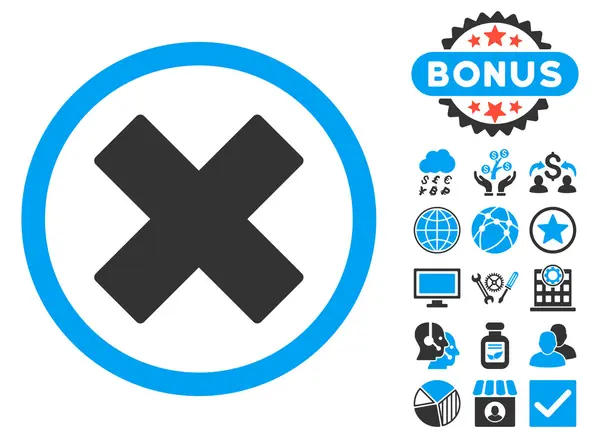 Eliminar X-Cross Flat Glyph Icono con Bono — Foto de Stock