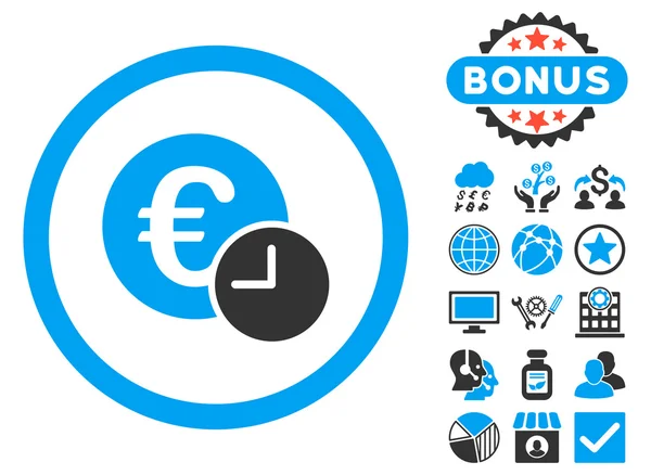 Euro-Kredit-Flat-Glyph-Symbol mit Bonus — Stockfoto