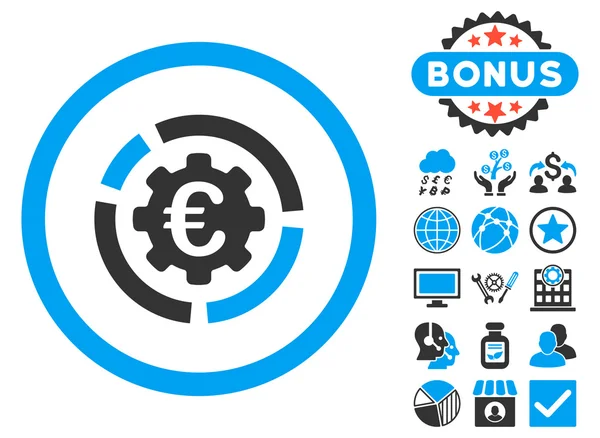 Euro Diagram beállításai lapos karakterjel ikon bónusz — Stock Fotó