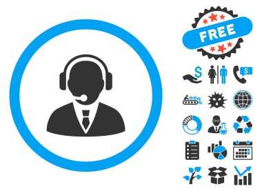 Bonus ile destek Yöneticisi düz vektör simgesi