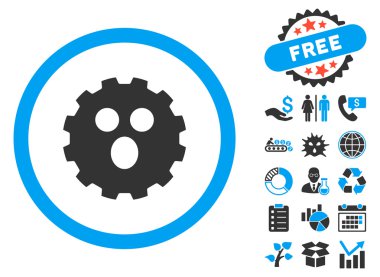 Bonus ile surprized dişli gülen düz vektör simgesi