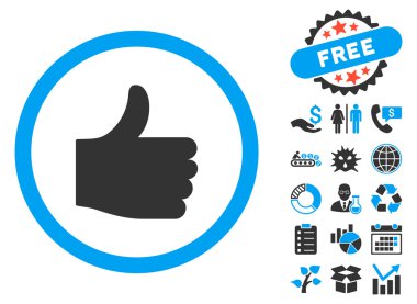 Düz vektör simge Bonus ile yukarı başparmak