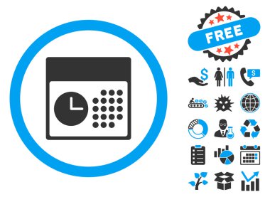 Bonus ile saat ve Tarih düz vektör simgesi