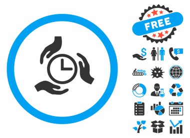 Bonus ile zaman bakım düz vektör simgesi