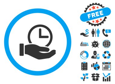 Zaman hizmeti düz vektör simge Bonus ile