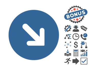 Ok Sağ-Aşağı Düz Vektör Simgesi Bonus ile