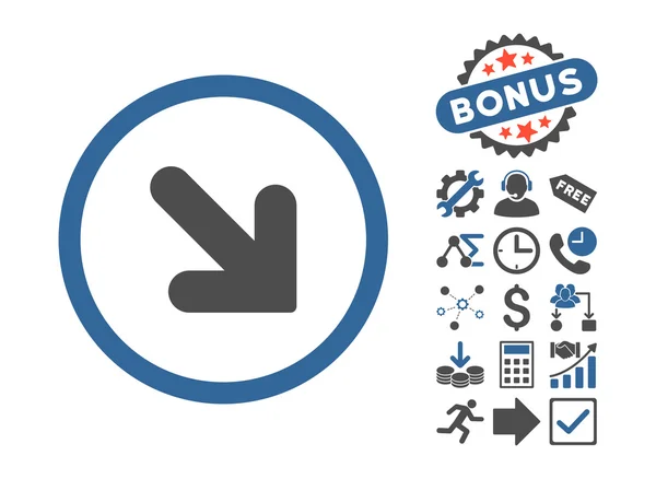 Pijl-omlaag rechts Flat Vector Icon met Bonus — Stockvector