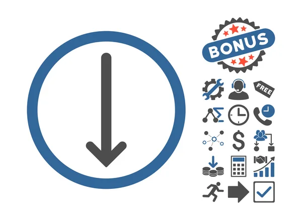Seta para baixo ícone vetorial plana com bônus —  Vetores de Stock