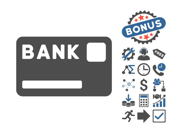 Bank karta płaska wektor ikona z Bonus — Wektor stockowy
