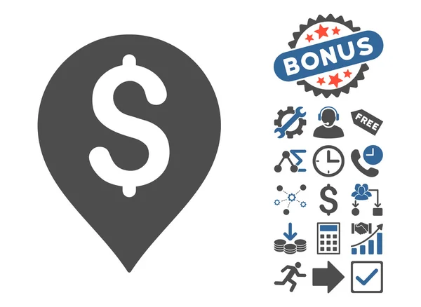 Carte bancaire marqueur plat vectoriel icône avec bonus — Image vectorielle