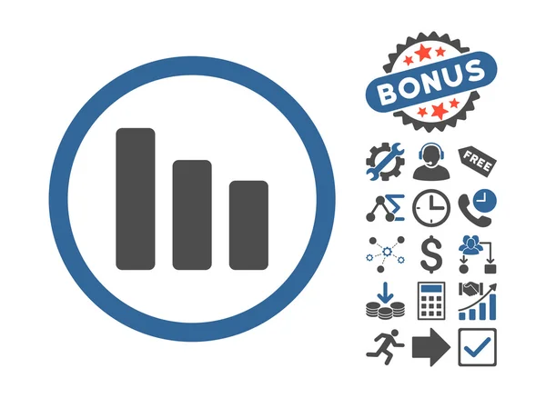 Staafdiagram daling platte Vector Icon met Bonus — Stockvector