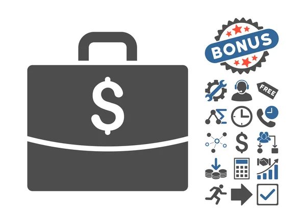 Business Case Flat Vector Icon With Bonus — Stock Vector