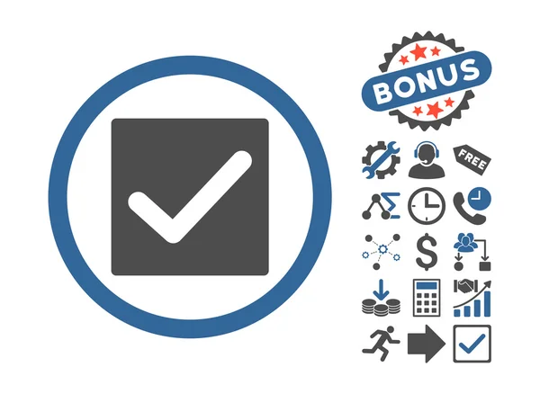 Vérifiez l'icône vectorielle plate avec bonus — Image vectorielle