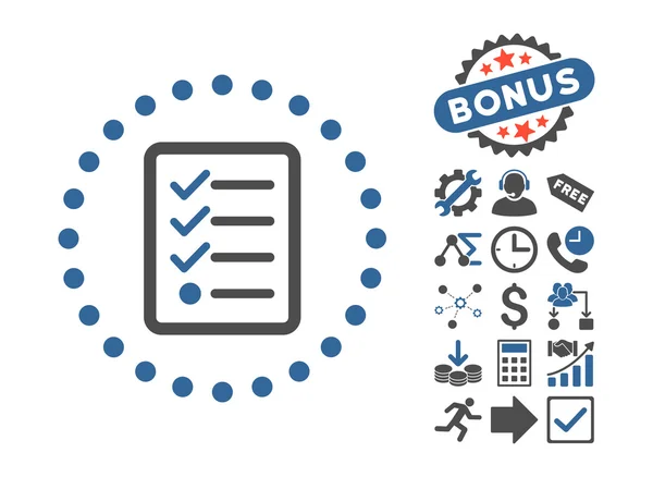 Controlelijst platte Vector Icon met Bonus — Stockvector