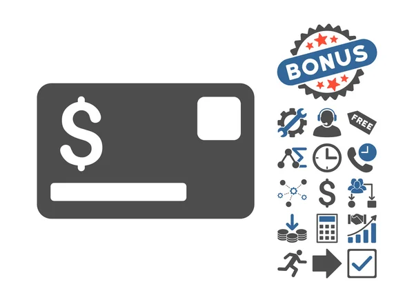 Creditcard platte Vector Icon met Bonus — Stockvector